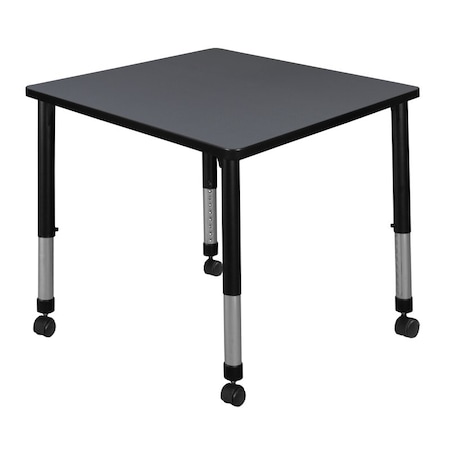 Regency Square Mobile Tables, 30 W, 30 L, 23-34 H, Wood, Metal, Grey TB3030GYAPCBK